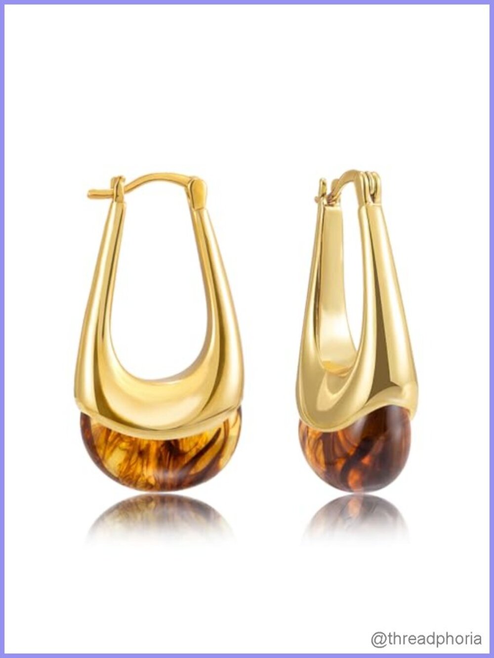 18k Plated Resin Stone Teardrop Dangle Earrings for Women Statement Jewelry